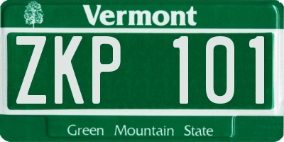 VT license plate ZKP101