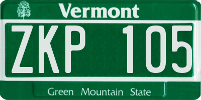 VT license plate ZKP105