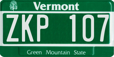 VT license plate ZKP107