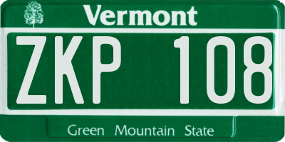 VT license plate ZKP108
