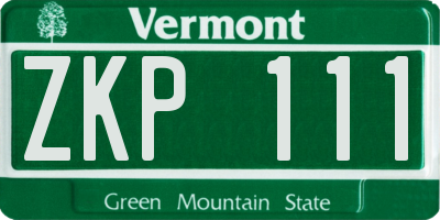 VT license plate ZKP111