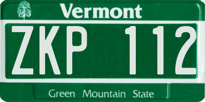 VT license plate ZKP112