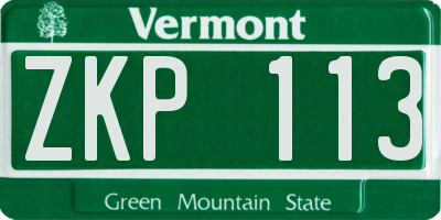 VT license plate ZKP113