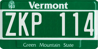 VT license plate ZKP114