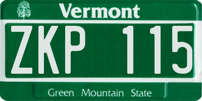 VT license plate ZKP115