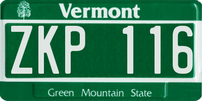 VT license plate ZKP116