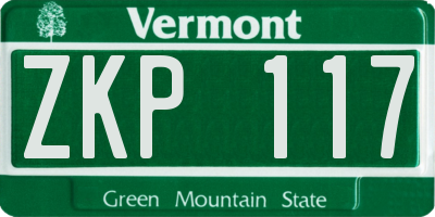 VT license plate ZKP117