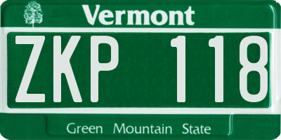 VT license plate ZKP118