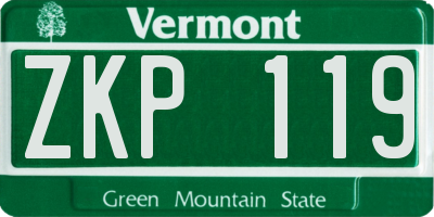 VT license plate ZKP119