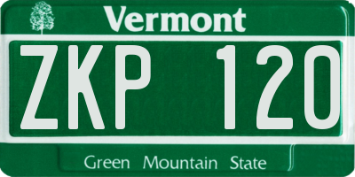 VT license plate ZKP120