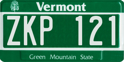 VT license plate ZKP121