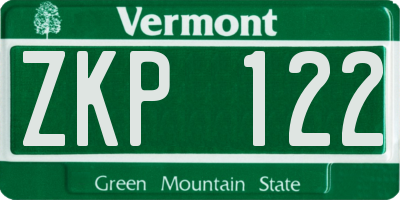 VT license plate ZKP122