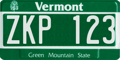 VT license plate ZKP123