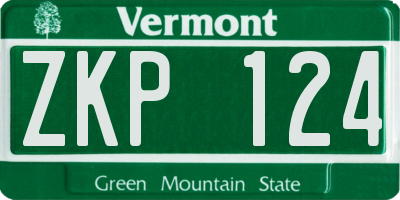 VT license plate ZKP124