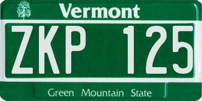 VT license plate ZKP125