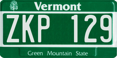 VT license plate ZKP129