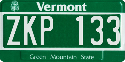 VT license plate ZKP133