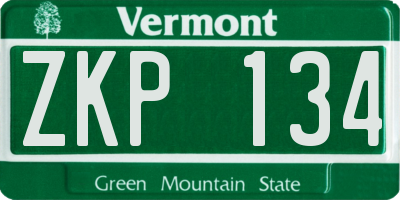 VT license plate ZKP134