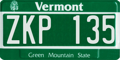 VT license plate ZKP135