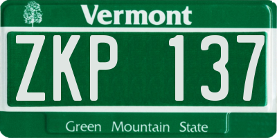 VT license plate ZKP137
