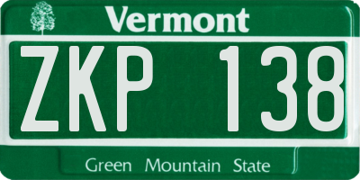 VT license plate ZKP138