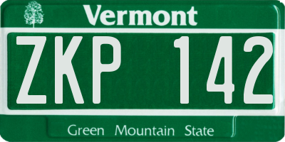 VT license plate ZKP142