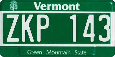 VT license plate ZKP143