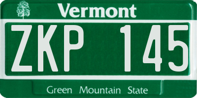 VT license plate ZKP145