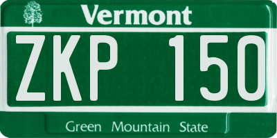 VT license plate ZKP150