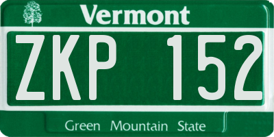 VT license plate ZKP152