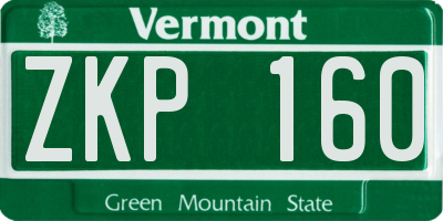 VT license plate ZKP160