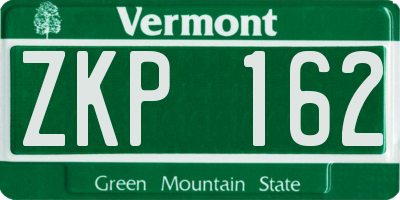 VT license plate ZKP162