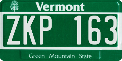 VT license plate ZKP163