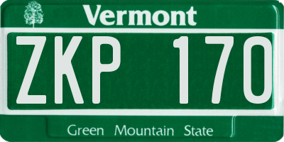 VT license plate ZKP170