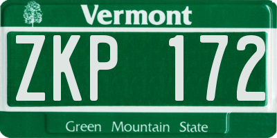 VT license plate ZKP172