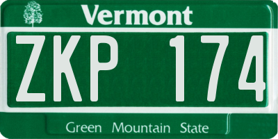 VT license plate ZKP174