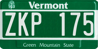 VT license plate ZKP175