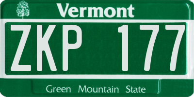 VT license plate ZKP177