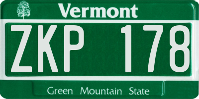 VT license plate ZKP178