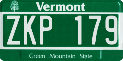 VT license plate ZKP179