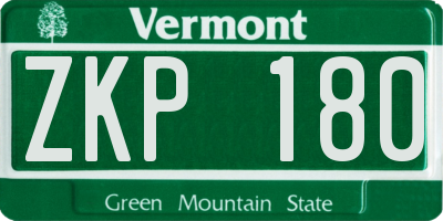 VT license plate ZKP180