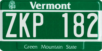 VT license plate ZKP182