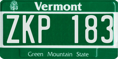 VT license plate ZKP183