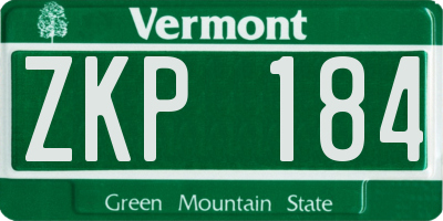 VT license plate ZKP184