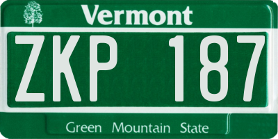 VT license plate ZKP187
