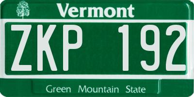 VT license plate ZKP192