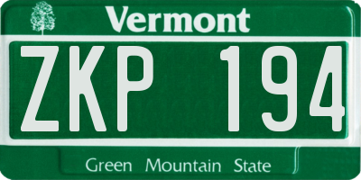 VT license plate ZKP194