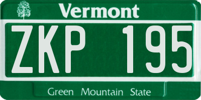 VT license plate ZKP195