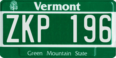 VT license plate ZKP196