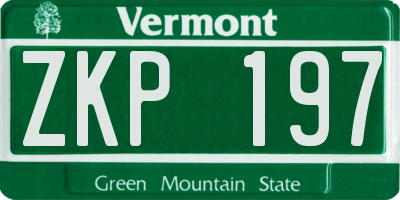 VT license plate ZKP197